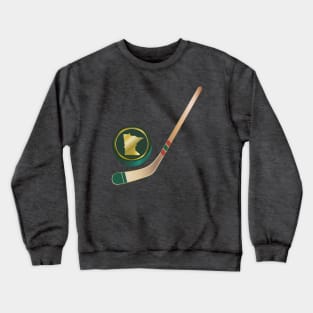 NHL - MN Wheat Tan stick Green Gold Puck Crewneck Sweatshirt